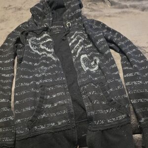 Maurices Black and Gray Striped Jacket